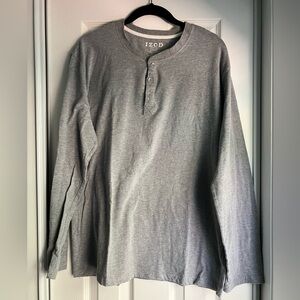 IZOD Henley top sleepwear collection cotton blend long sleeve lightweight cozy L